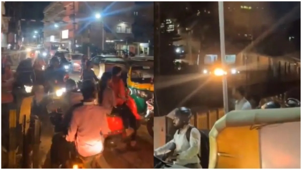 Train stopped due to heavy traffic on road