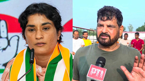 brij Bhushan targets vinesh phogat after poll entry says god punished for cheating in Olympics