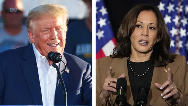 US elections survey 2024 Donald Trump and Kamala Harris are tied at 48 percent each