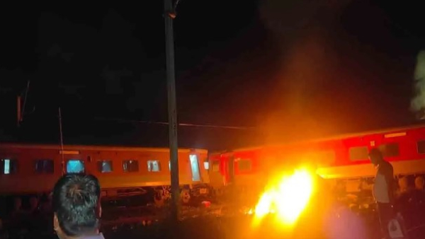 Fatal accident Express coming to AP caught fire after hitting a goods train