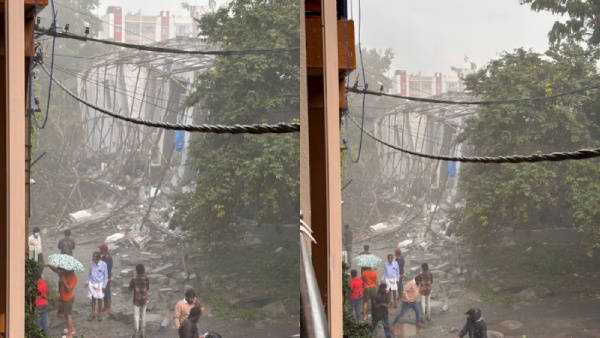 Bengaluru rains An under-construction building collapsed near Hennur several feared trapped