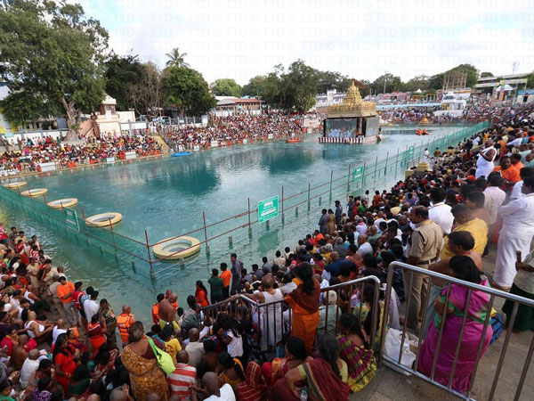 Srivari Chakrasananam was performed magnificently by the priests at Pushkarani in Tirumala