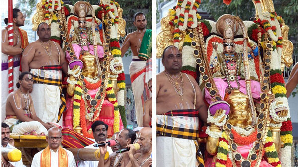 The Garuda Seva procession was off to a colourful start at tirumala