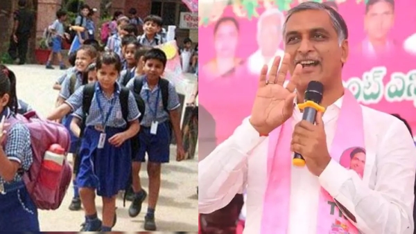 Half day Schools in telangana from today Former Minister Harish Rao fires on govt decision
