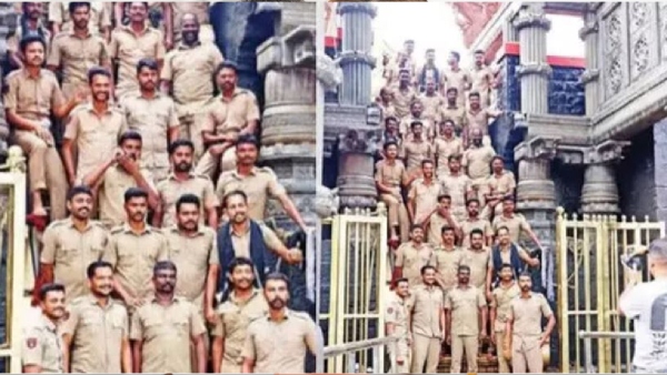 Controversy erupted in Sabarimala after the police took a photoshoot the 18 divine steps