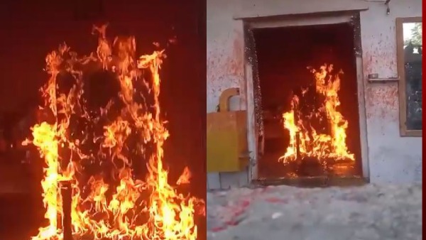 Hanuman temple in Bhupalapalli of Telangana damaged in fire
