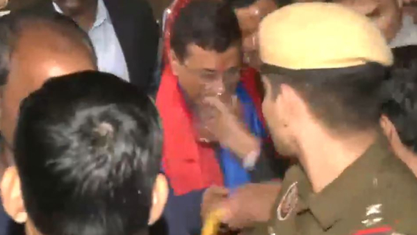 A person throw a liquid on former Delhi CM Arvind Kejriwal