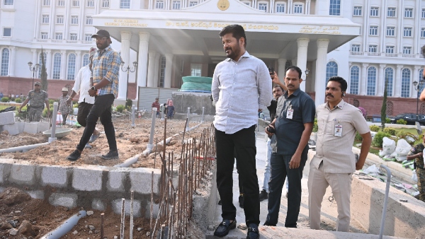 CM Revanth Reddy inspected the works of installation of Telangana Thalli statue at Secretariat