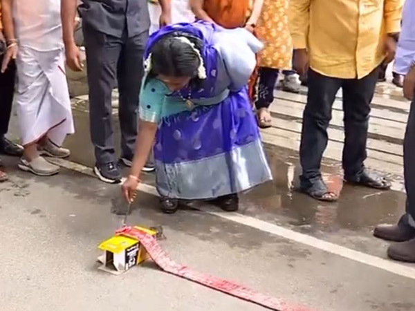 BJP leader Tamilisai Soundararajan burst firecrackers outside the Tamil Nadu BJP Office in Chennai