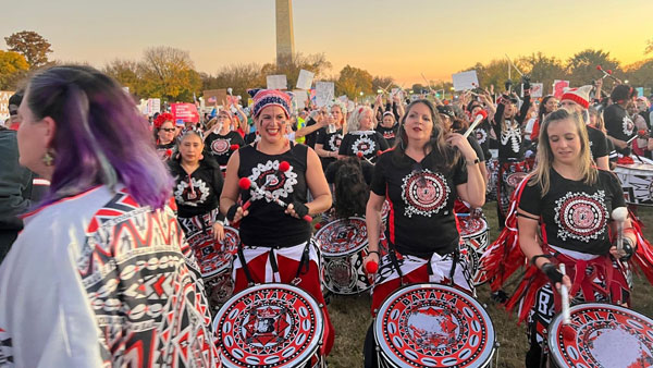 US elections 2024 Women s March protesters support Kamala Harris