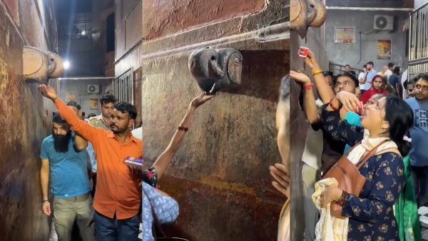 In a temple in Uttar Pradesh AC water is being drunk as holy water