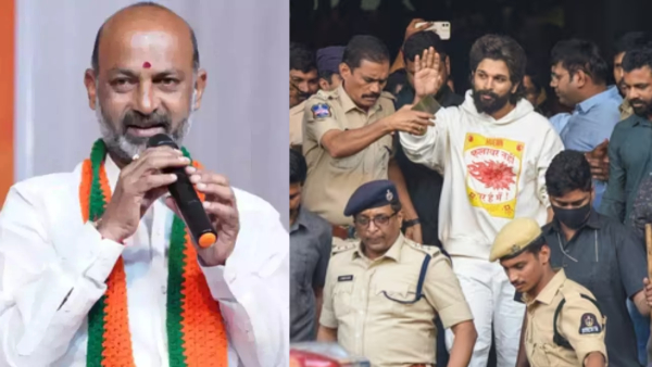 Union Home Minister bandi sanjay supports Allu Arjun slams revanth reddy govt Union Home Minister bandi sanjay supports Allu Arjun slams revanth reddy govt