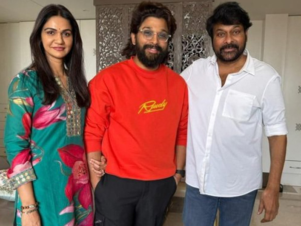 Allu Arjun meets Megastar Chiranjeevi meets at his residence