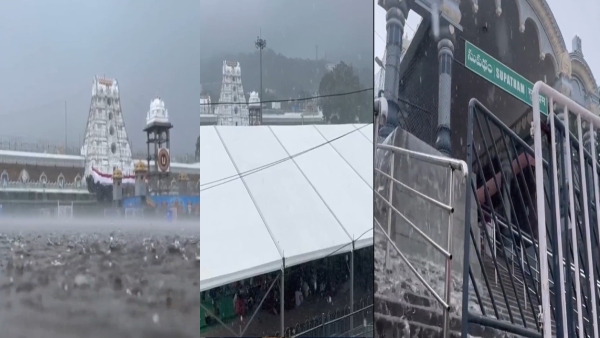 Devotees face difficulties due to heavy rains in TirumDevotees face difficulties due to heavy rains in Tirumalaala