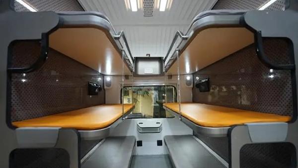 Railway officials examining the new Vandebhart sleeper from Vijayawada to Ayodhya as Reports Railway officials examining the new Vandebhart sleeper from Vijayawada to Ayodhya as Reports