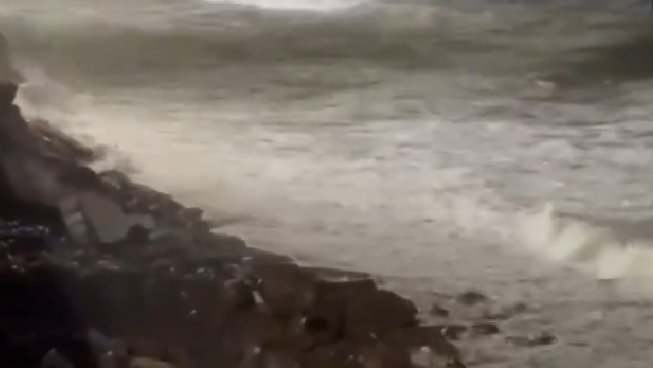 Retaining wall of the GVMC park at RK Beach in Visakhapatnam has collapsed Retaining wall of the GVMC park at RK Beach in Visakhapatnam has collapsed
