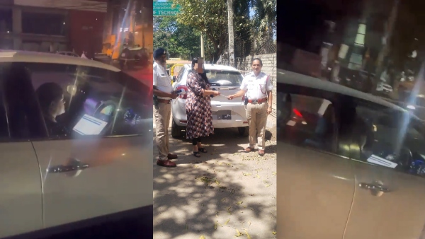 Bangalore Woman Drives While Working on Laptop Video Goes Viral Fined by Police