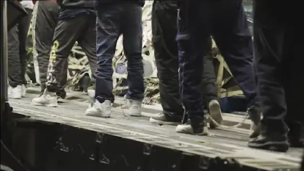 Indian deportees US Border Protection released a video showing illegal immigrants handcuffed and chained