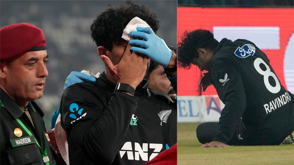 Rachin Ravindra sustaining a serious injury while fielding during Tri-series ODI against Pakistan