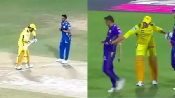 Dhoni hits Mumbai Indians cricketer with bat