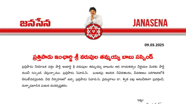 pawan kalyan suspends prattipadu janasena incharge tammayya babu for insulting woman doctor