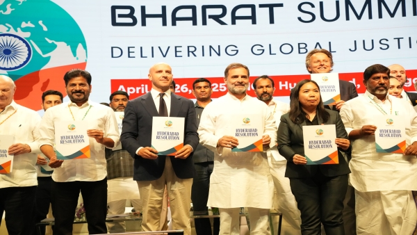 CM Revanth Reddy Addresses Bharat Summit in Hyderabad