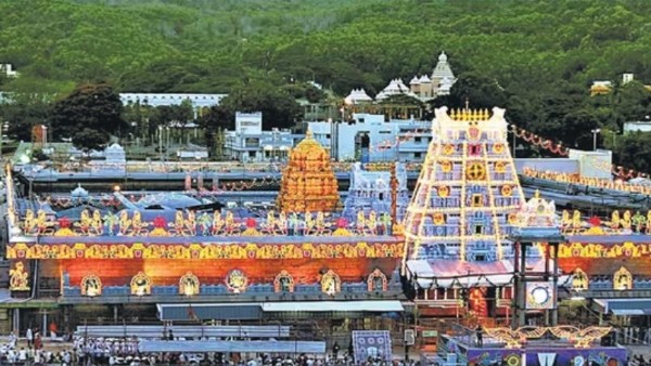 Devotees used a drone camera in the vicinity of the Srivari Temple