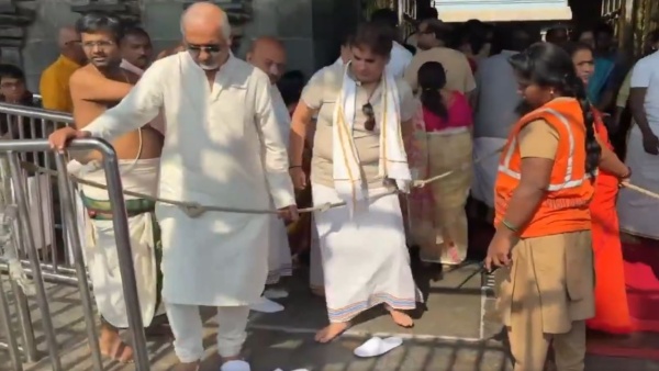 TTD suspended staff on devotees tried to enter Tirumala Srivari Temple with shoe incident