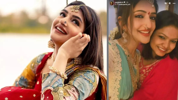 Sreeleela shares a photo of herself getting ready in a traditional way