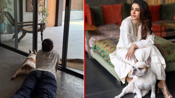 Naga Chaitanya spotted with pet dog Samantha