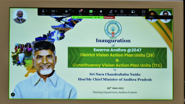 ap cm Chandrababu virtually opened offices in 175 constituencies as part of swarnandhra 2047