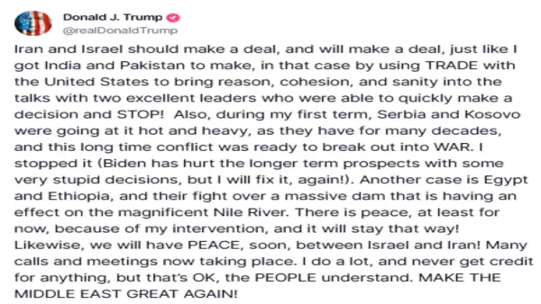 Trump Claims Role in Stopping India-Pakistan War Vows to Halt Israel-Iran Conflict Trump Claims Role in Stopping India-Pakistan War Vows to Halt Israel-Iran Conflict