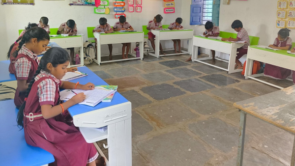 No back bench U-Shaped Seating in Jangaon Government Schools