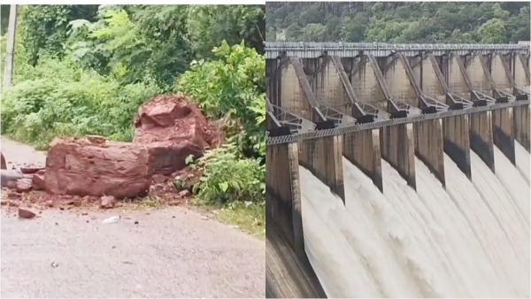 Heavy Rains Trigger Landslides Near Srisailam Reservoir Amid Floods