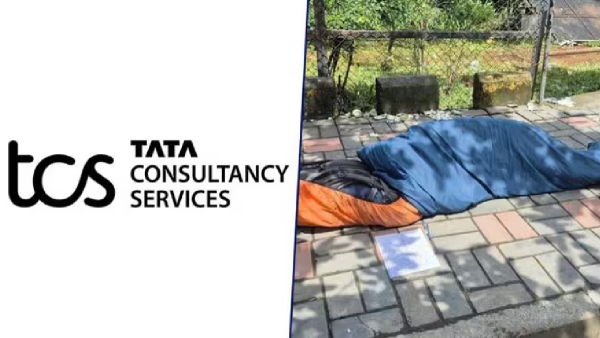 Employee protest in front of TCS office for salary not being credited Employee protest in front of TCS office for salary not being credited