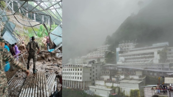 Landslide Halts Vaishno Devi Yatra Amid Heavy Rainfall in Jammu Landslide Halts Vaishno Devi Yatra Amid Heavy Rainfall in Jammu