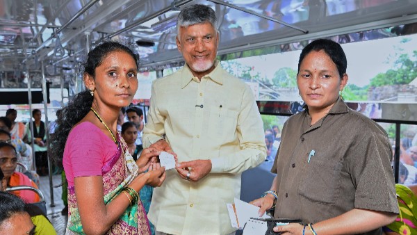 Chandrababu pawan kalyan and nara Lokesh launches stree shakti-free bus travel for women scheme