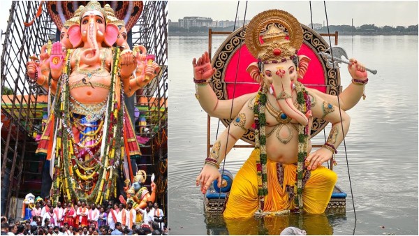 Shobha Yatra 2025 Ganesh idol immersion has started in Hyderabad