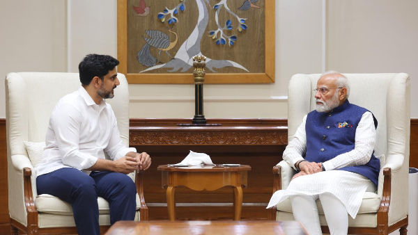 Nara Lokesh Holds Key Talks with PM Modi on Politics Central Aid and GST