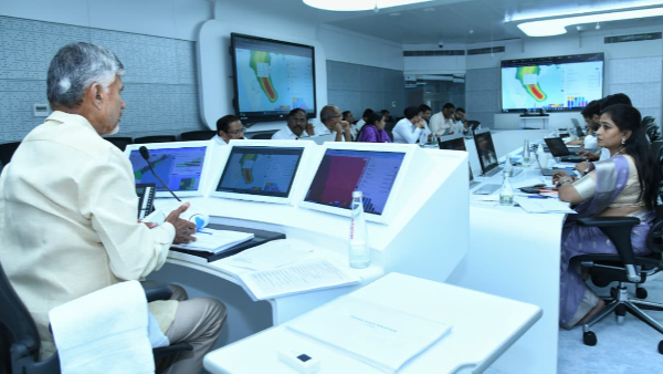 Cyclone Montha chandrababu orders to use village ward secretariats as base camps to ground staff