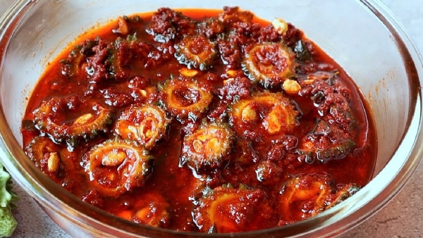 bitter-gourd-pickle-making-recipe-in-telugu-with-easy-steps