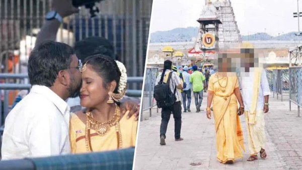 tirumala news newlywed couple photoshoot controversy devotees demand for action on the newlywed couple tirumala news newlywed couple photoshoot controversy devotees demand for action on the newlywed couple