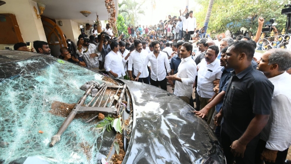 ys jagan visits Ambati Rambabu s house vandalised by tdp cadre extends support to family members ys jagan visits Ambati Rambabu s house vandalised by tdp cadre extends support to family members