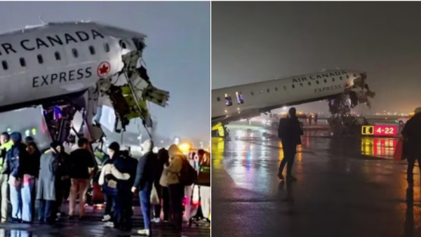 Air Canada Express Plane Collides With Ground Vehicle Upon Landing at LaGuardia of New York Air Canada Express Plane Collides With Ground Vehicle Upon Landing at LaGuardia of New York