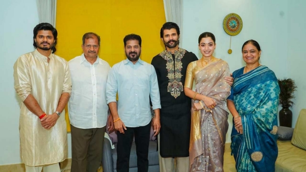 CMRevanth Reddy Visits Vijay Deverakonda House Gives Special Wishes to Vijay-Rashmika weddind Pair CMRevanth Reddy Visits Vijay Deverakonda House Gives Special Wishes to Vijay-Rashmika weddind Pair