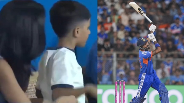 Hardik Pandya son Agastya viral reaction after his father dismissal Video Goes Viral Hardik Pandya son Agastya viral reaction after his father dismissal Video Goes Viral