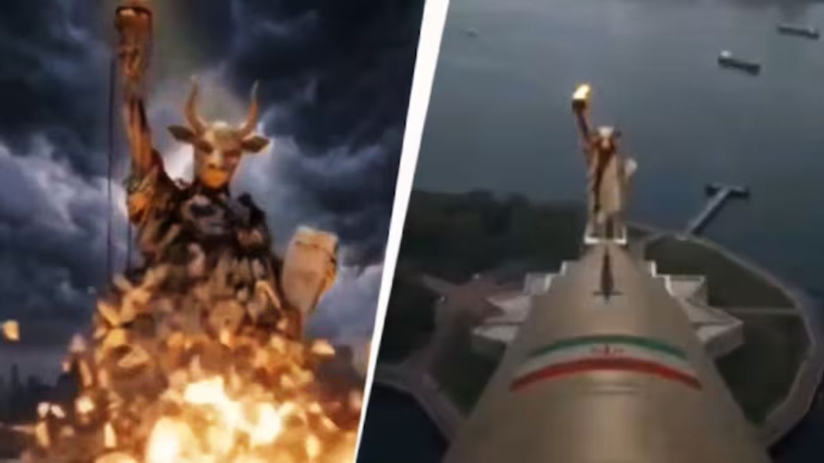ఇరాన్ క్షిపణి దాడిలో బూడిదైన ‘స్టాట్యూ ఆఫ్ లిబర్టీ’.. వీడియో వైరల్ | iran AI Video ‘One Vengeance For All’ Shows Missile Destroying Statue of Liberty; Footage Viral ఇరాన్ క్షిపణి దాడిలో బూడిదైన ‘స్టాట్యూ ఆఫ్ లిబర్టీ’.. వీడియో వైరల్ | iran AI Video ‘One Vengeance For All’ Shows Missile Destroying Statue of Liberty; Footage Viral