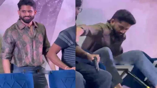 NagaChaitanya Falls Off Chair at Vrushakarma Event Hilarious amp amp Viral Moment Caught on Camera NagaChaitanya Falls Off Chair at Vrushakarma Event Hilarious amp amp Viral Moment Caught on Camera