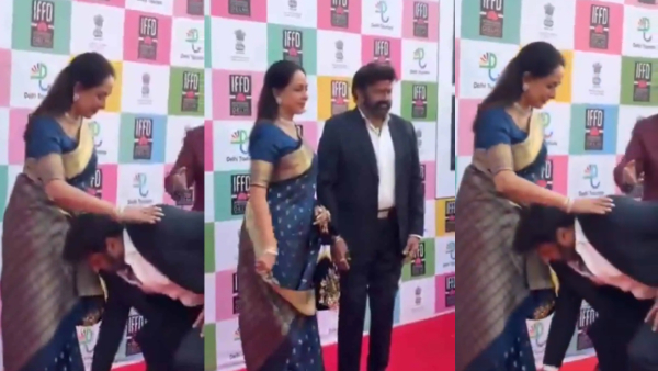 nandamuri-balakrishna-taking-blessings-from-actress-hema-malini-at-film-festival-and-video-goes-vira