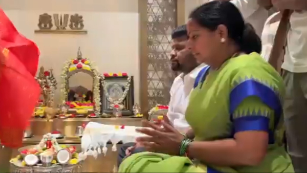 Inside moment K Kavitha Telangana Jagruthi President offer prayers at home ahead of party launch